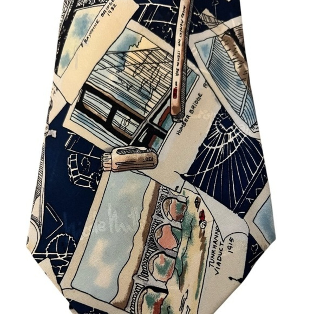 Nicole Miller bridges & architecture tools tie |Verrazanos Humber Bayonne etc